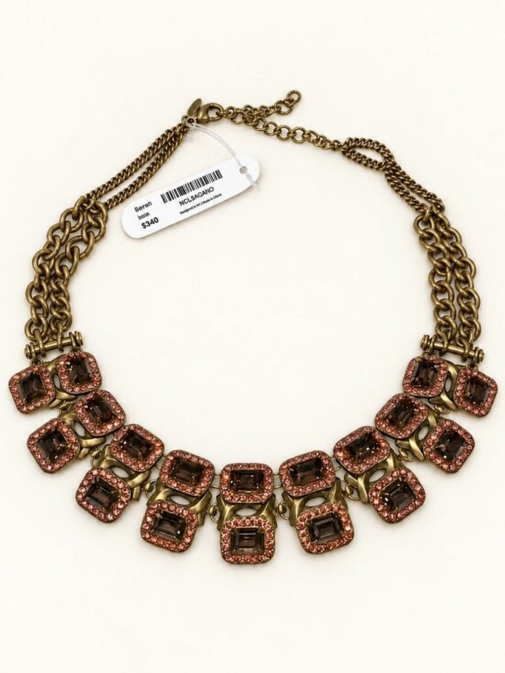 NWT Sorrelli Pink Crystal Gold-Tone Statement Necklace